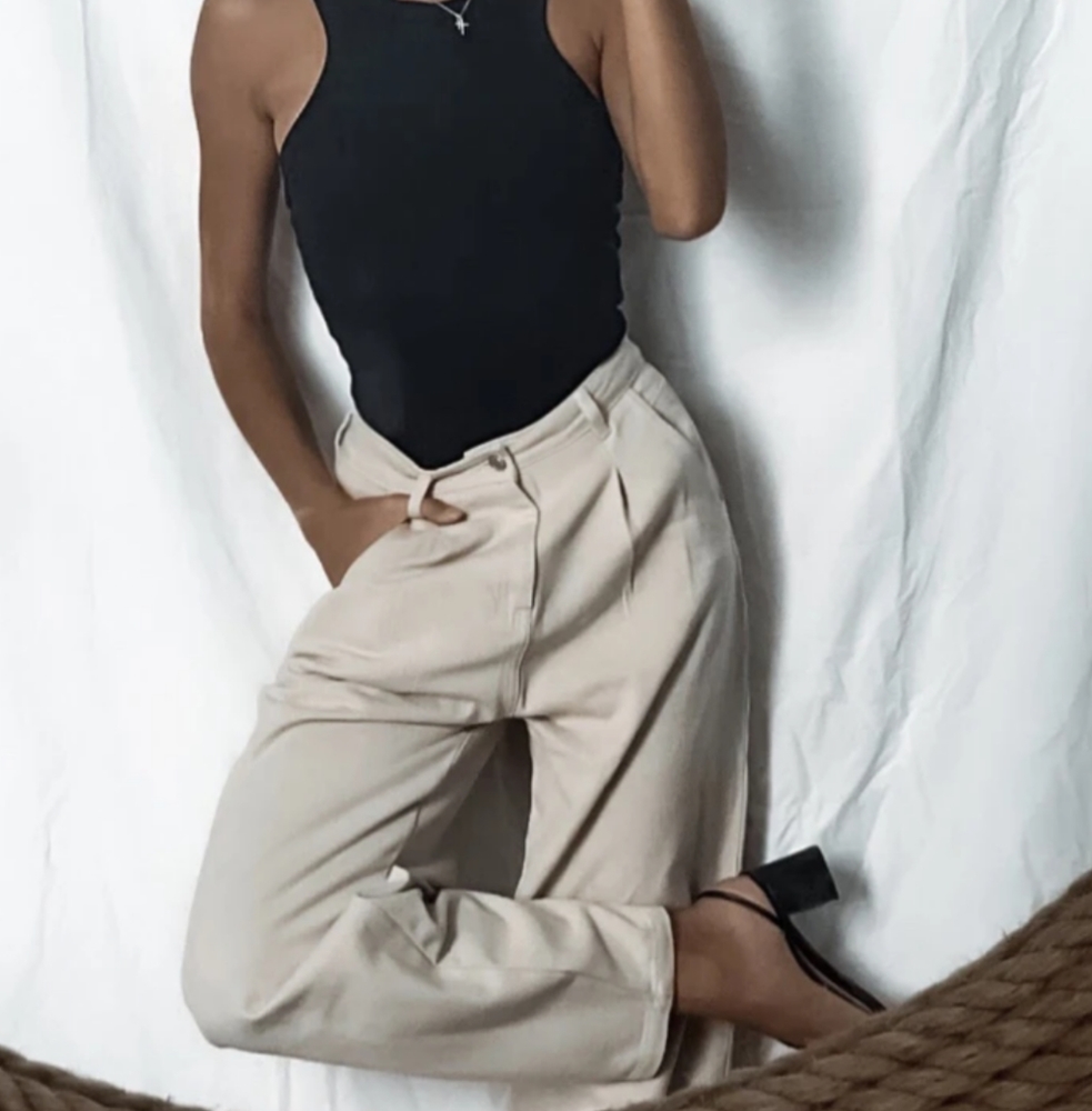 Tapered mom jean trouser